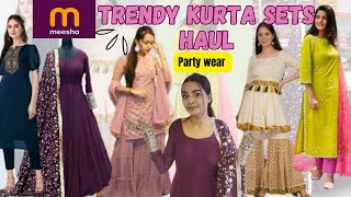 Trendy Kurta Sets Haul from Meesho💕 | Party Wear gown, Sequence sharara set | Meesho haul