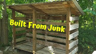 Making A Firewood Storage Shed From Scrap Wood & Off Cut Metal Roofing