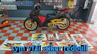 Pasang stiker redbull sym vf3i