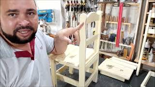 DIY_Como Fazer Reforma Cadeirinha Madeira MANEIRA ➕ Fácil do 🌎 // Making Restoration Wooden Chair