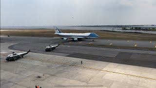 The President of United States taking off RWY 13R at JFK with a sunset view #potus