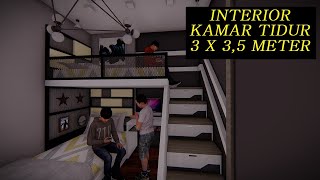 Desain Interior Kamar Tidur Anak 3x3,5