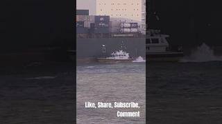 Epic Pilot Boat Dance: Navigating Beside Giant Container Ship!