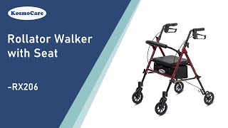 KosmoCare Rollator Walker  Maroon/Silver - Assembly (RX206/RX403) - 2020