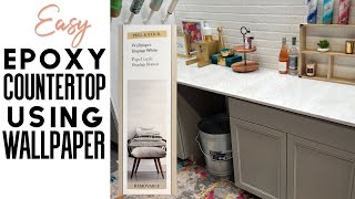 EPOXY COUNTERTOP Tutorial with WALLPAPER!