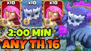 Th16 Yeti Super Wizard Attack With 4 Earthquake Spell | Best Th16 Attack Strategy in Clash of Clans