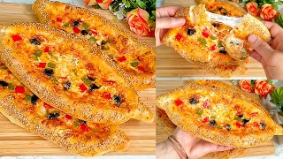 بيتزا التركية بعجينة قطنية وهشة/ فطائر/فطائر تركية/بيتزا Pizza turque/Turkish pizza