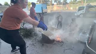 Raku pottery June workshop firing with Scott and Michaela at Seattle Artist League