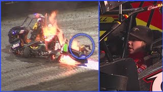 🔥 INCREDIBLE: Chase Randall's DARING ESCAPE from Double Explosion at Knoxville Raceway! 🚗💥😱