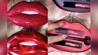 2 NEW HOLIDAY LIP KITS FROM HUDA BEAUTY LIQUID MATT MINI LIPSTICKS AND LIPCONTOUR IN LIP CASE 2018