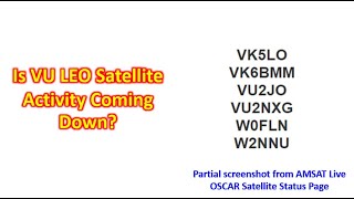 Is VU LEO Satellite Activity Coming Down?