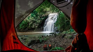 Camping by a Waterfall - Cooking Over Open Fire