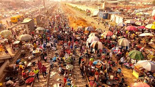 Lagos Nigeria 4k - Market Life in Biggest and Insanely busy African Street Market