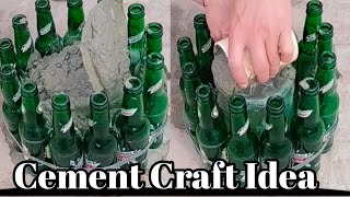 How to Make Flower Pot With Cement And Bottles // Recycle Bottles // Cement craft idea