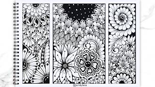 How To Draw Zentangle Art For Beginners |3 Easy Zentangle Bookmark Design | Bookmark Ideas