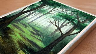 Easy Acrylic Painting Forest Trees