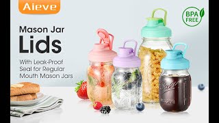 AIEVE Mason Jar Lids Reusable Regular & Wide Mouth Canning Lids with Flip Top Lid Leak-Proof Seal