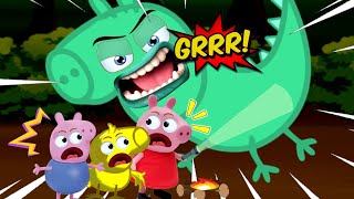 BOI DA CARA PRETA🐮 em PEPPA PIG, GEORGE PIG e PINTINHO AMARELINHO PIG TOYS!🦖 O DINOSSAURO VAI PEGAR🦖