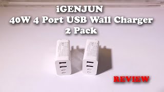 iGENJUN 40W 4 Port USB Wall Charger 2 Pack REVIEW