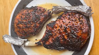 How to BBQ Delicious Tomahawk Pork Chops