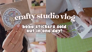 studio vlog 003 - selling out of boba stickers, reorganizing the studio, and testing the heat press