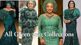 Fashionably Styled All Green Lace Asoebi Styles: Stunning Asoebi/Owanbe Styles ||Lace Styles 2023