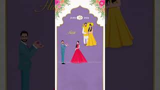 Royal Wedding Invitation Video with couple illustrations #palacetheme #caricatureinvitation #wedding