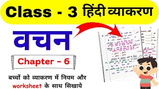 Vachan Class 3 | Class 3 Hindi Grammar Worksheet| Class 3rd Hindi Vayakarn | Grade 3 Hindi | Class 3