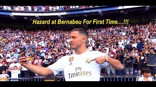 Eden Hazard in Real Madrid Jersey for First Time at Bernabeu