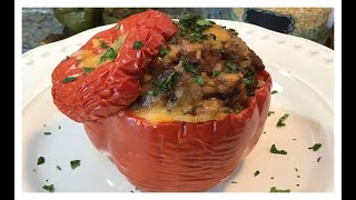 Stuffed Bell Peppers W/Brown Rice, Red Beans & Italian Sausage