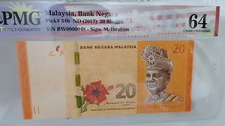 2017 Malaysia Rm20 BW0000048 graded PMG64