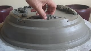 Como fazer vaso de cimento para bonsai e rosa do deserto rápido e fácil.