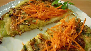 Omelette with Cabbage. Very tasty! сabbage fried with cheese and eggs