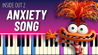 Anxiety Song (EASY PIANO TUTORIAL) - Inside Out 2