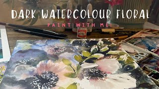 DARK FLORALS in loose watercolour! beautiful loose painting wet into wet using masking fluid :)