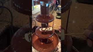 Chocolate fountain looks delicious 🍫🥵🤤 #shorts #chocolate #food #foodblogger #foodie #dessert