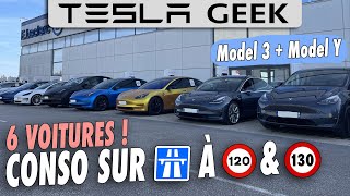 COMPARATIF : conso sur AUTOROUTE à 120 et 130 des Model 3 et Model Y 2023 !