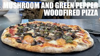 Delicious Roasted Mushroom and Green Pepper Woodfired Pizza