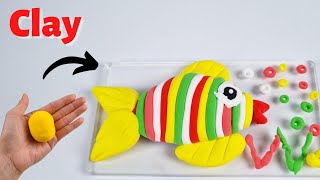 How to make clay rainbow Fish easy ❤️ How to make rainbow Fish with clay 😊 polymer clay