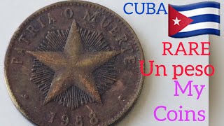 CUBA RARE UN PESO 1988MY COINS