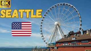 【8K】Seattle: Seattle Waterfront Walk - The Seattle Great Wheel