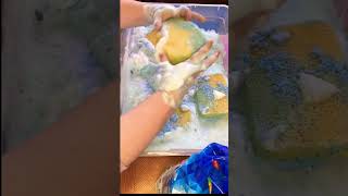 More Ariel powder on blue ☁️Pinesol clouds☁️ #asmr #fyp #spongesqueezing #asmrsounds #spongeasmr