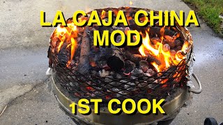 LA CAJA CHINA/CAJUN MICROWAVE KETTLE MOD/FIRST COOK/HOW TO GET 45LBS OF MEAT ON YOUR 22 INCH KETTLE