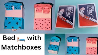 How to make mini bed/DIY bed from firebox/DIY School Project/Easy Bed with Matchbox/Paper Crafts/DIY