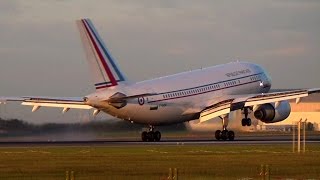 French Republic A310 sunrise landing in Paris CDG