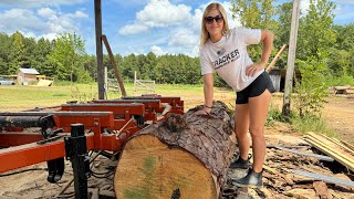 HOT day of SAWING lumber!!! (Barn Update in the End!!!)