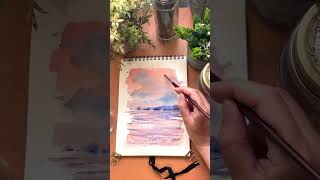 Paint with me! #shorts #watercolor #art #youtubepartner #sketchbook #painting #arte #pintar #sunset