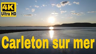 Carleton sur mer, le camping le coucher de soleil et le barachois (vue aérienne drone)