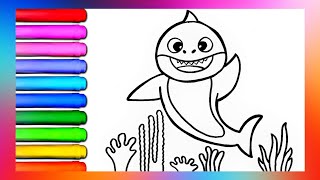 let's drawing baby shark together 🦈🌊 | how to draw baby shark | drawing for kids