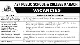 asf teaching est pst jobs || asf school and college teaching jobs 2024